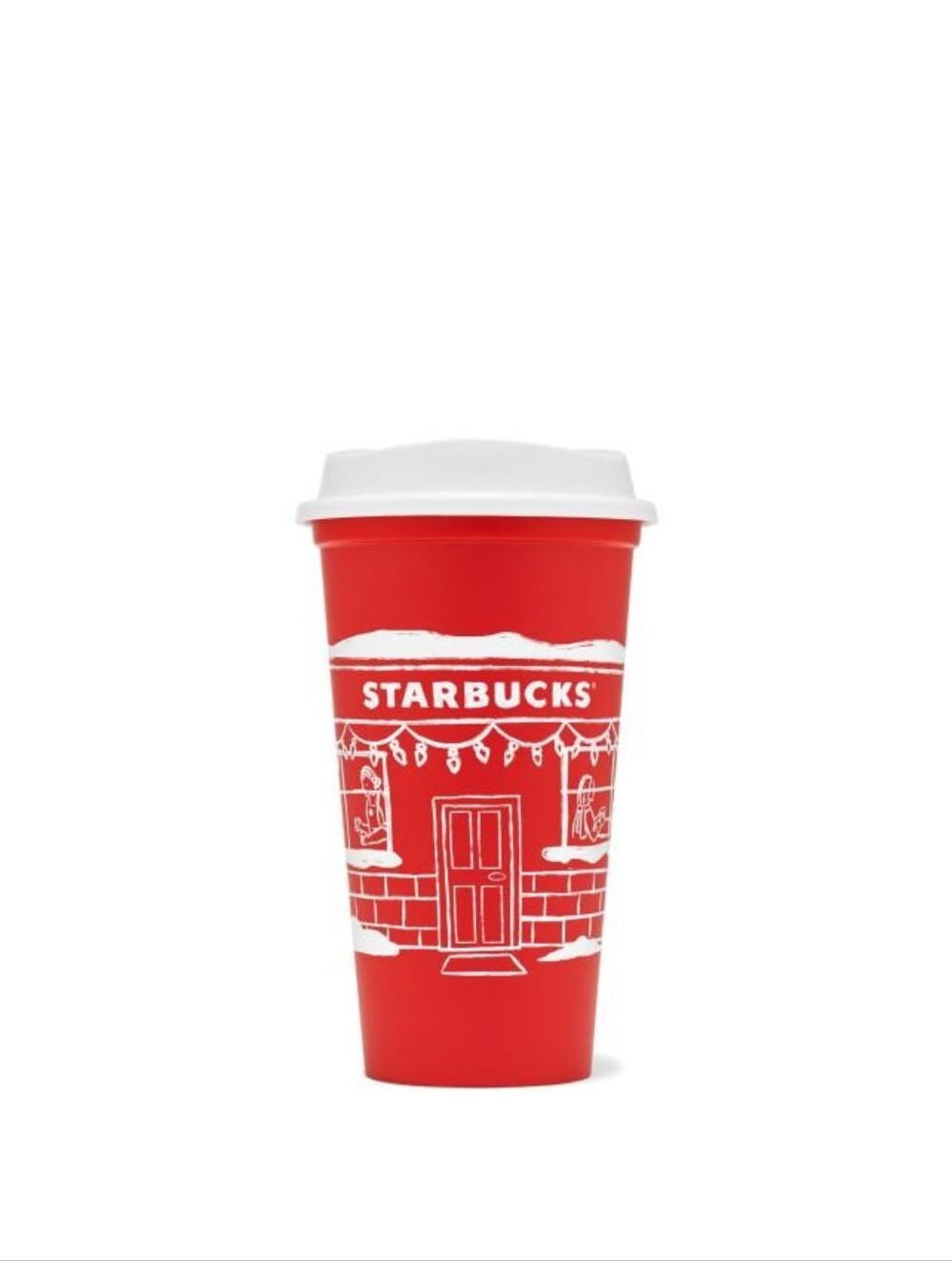 Starbucks Red Cup with White Lid and Holiday Sketch red 16-ounce